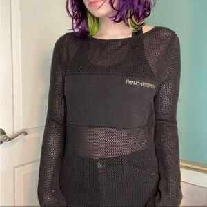 Black Harley-Davidson mesh embroidered top
